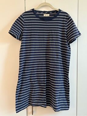 Madewell Navy and White Striped Tee Dress